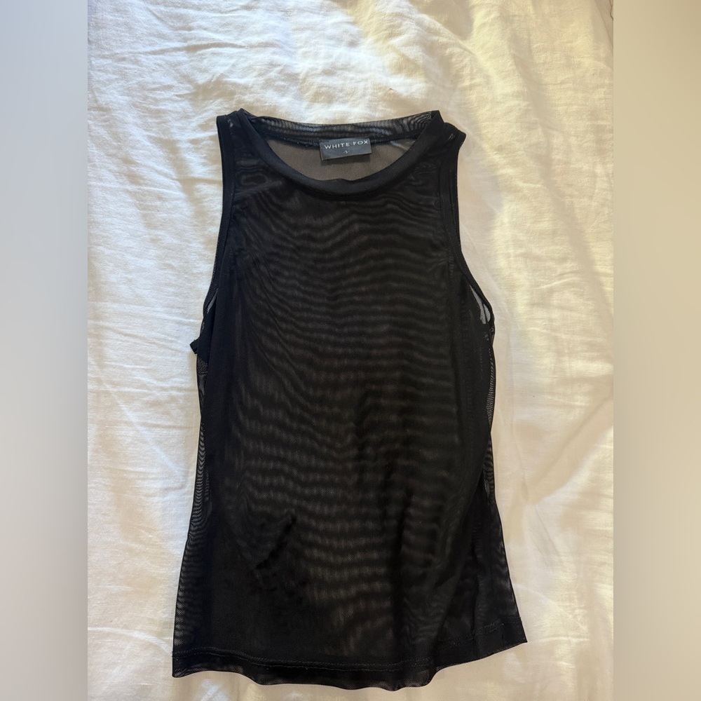 Black White Fox Sheer Tank Top